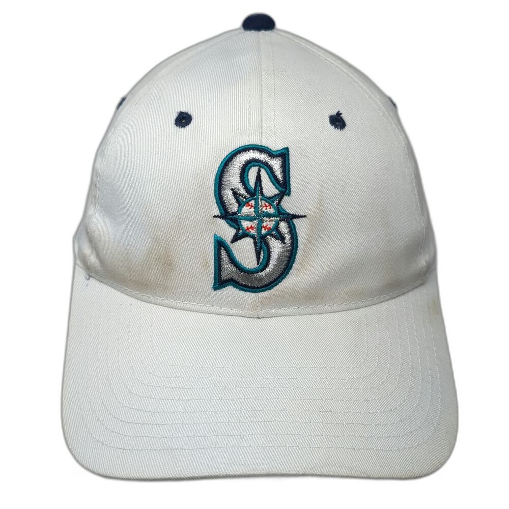 Seattle Mariners MLB Signatures Snapback White Hat OSFM Embroidered Logo Blue